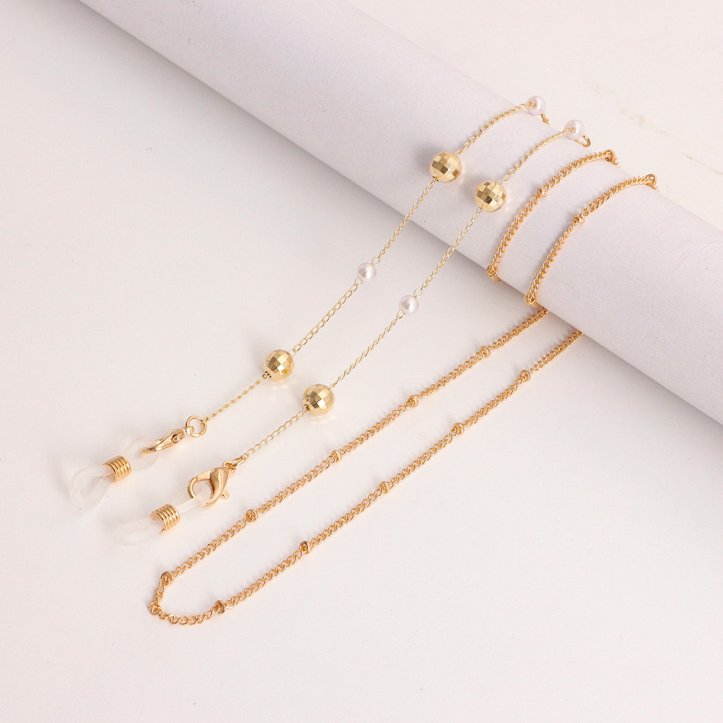 Evil Eye Imitation Pearl Alloy Mask Chain and Eyeglass Chain