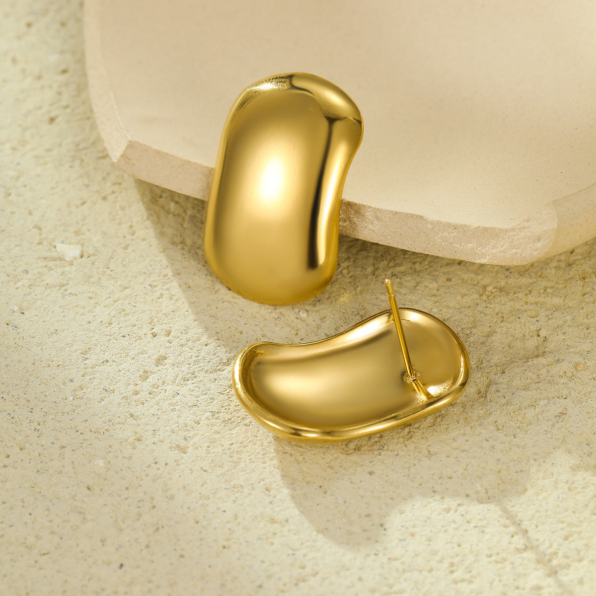 Pendientes Minimalistas Cuadrados de Acero Inoxidable con Baño de Oro de 18K para Mujer