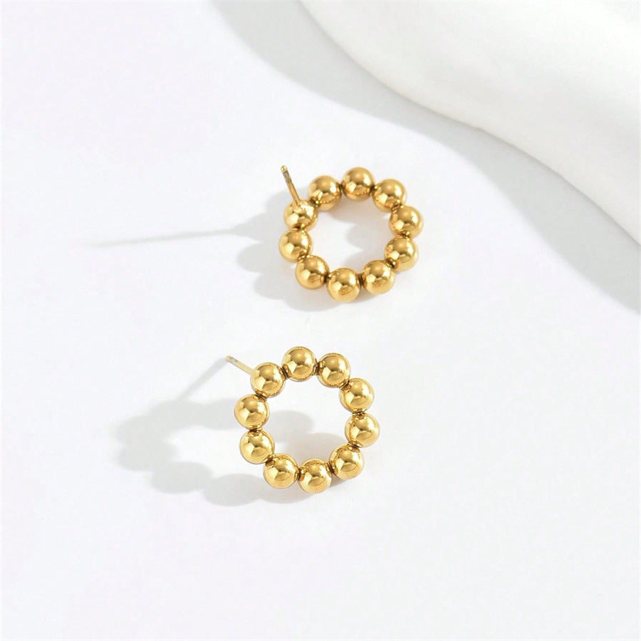Pendientes de Tachuela Geométricos Minimalistas Dulces y Frescos para Mujer en Cobre con Baño de Oro de 18K