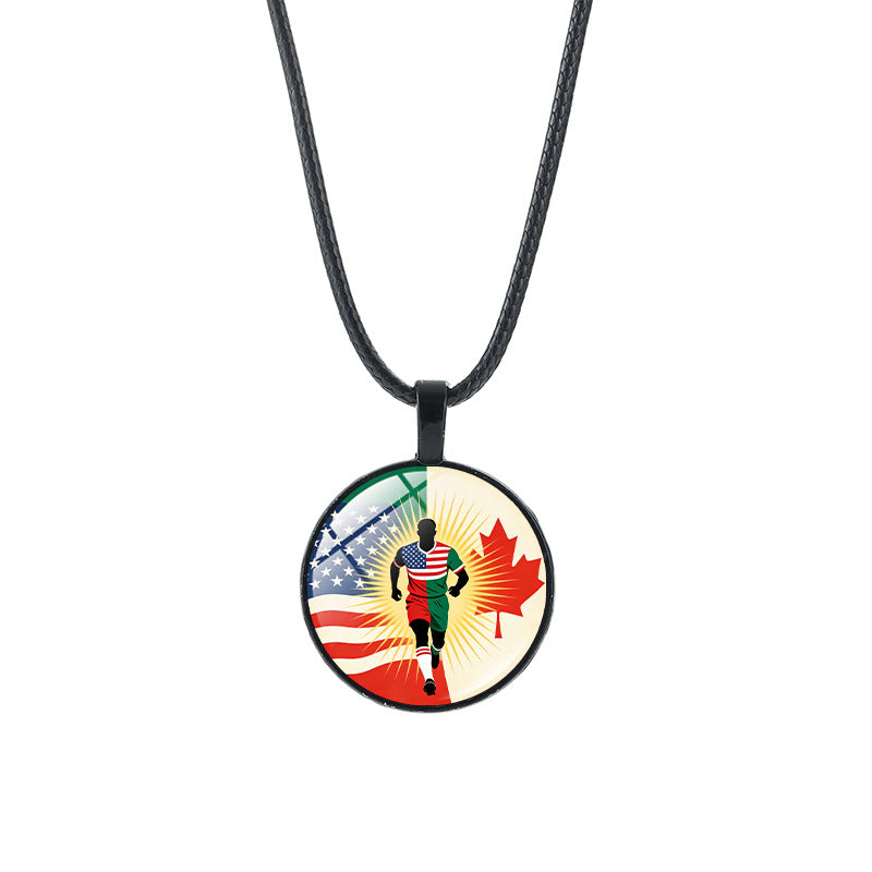 Vintage Sporty Geometric Alloy Plated Crystal Pendant Necklace Unisex