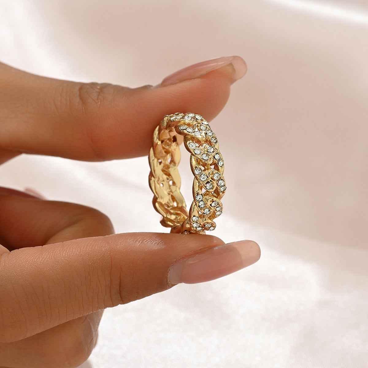 Anillo Minimalista Geométrico de Aleación de Zinc con Incrustaciones de Pedrería para Mujer, de Moda, para la Oficina, Apilable, para Dedo Índice