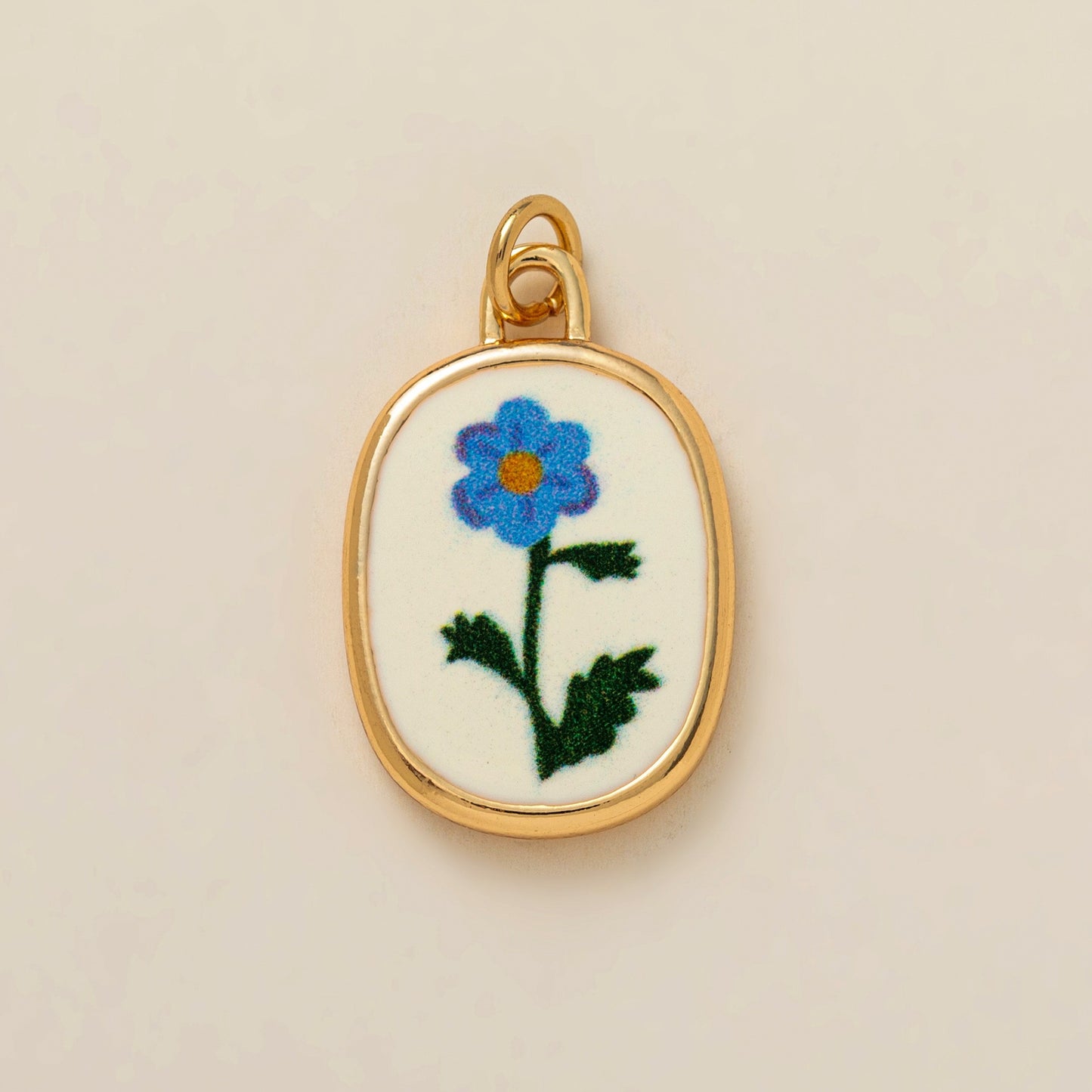 Minimalist Round Floral Brass Plated Shoe Charm Pendant