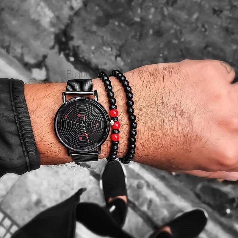 Matte Geometric Brass Bracelet Set with Cubic Zirconia Inlay for Unisex
