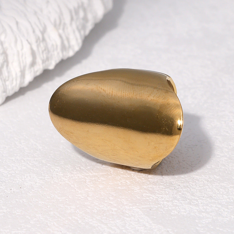 Anello Minimalista Geometrico in Acciaio Inossidabile con Placcatura in Oro 18K Fascia Aperta Regolabile da Donna