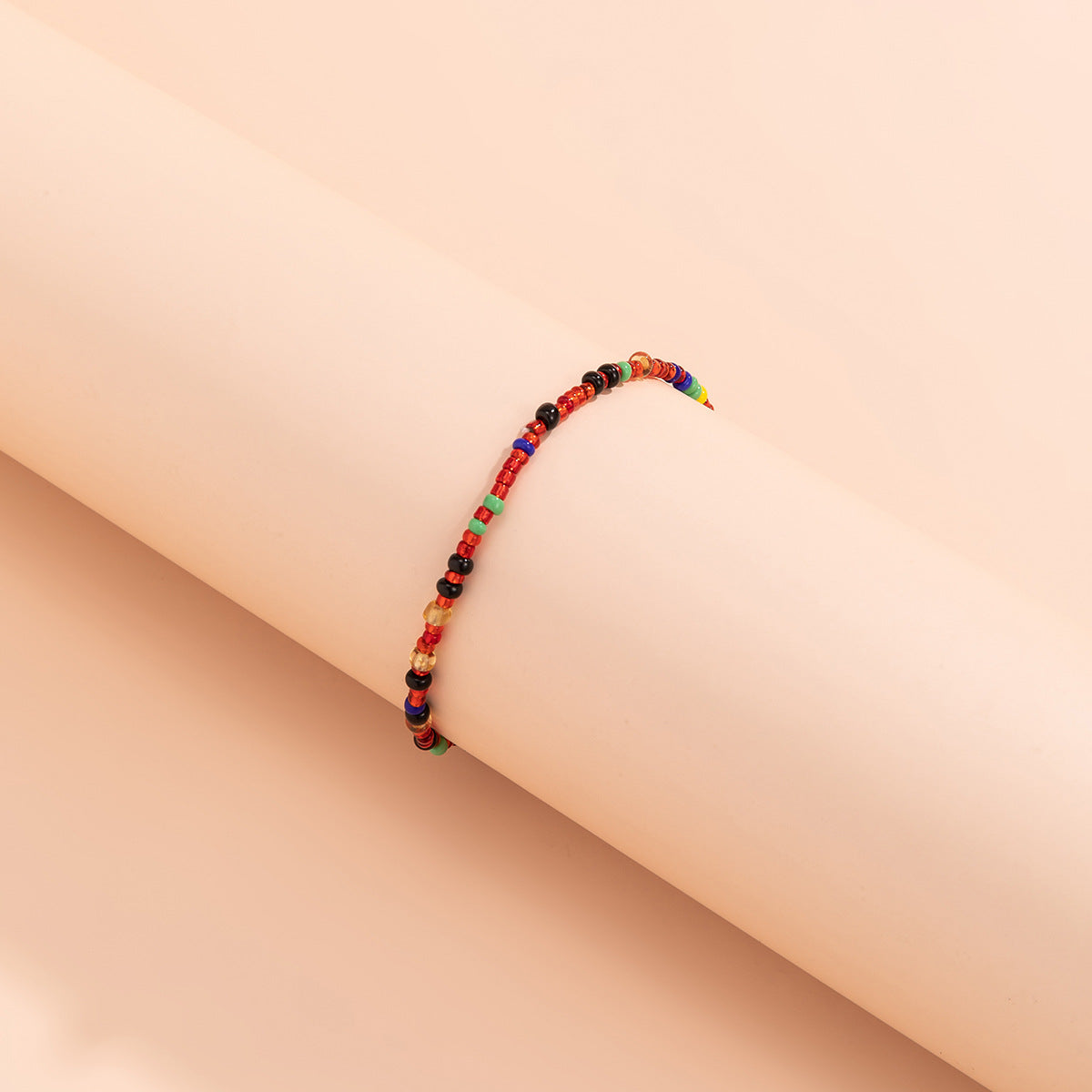 Cavigliera geometrica minimalista con perline da donna in resina plastica colorata con design elastico estensibile