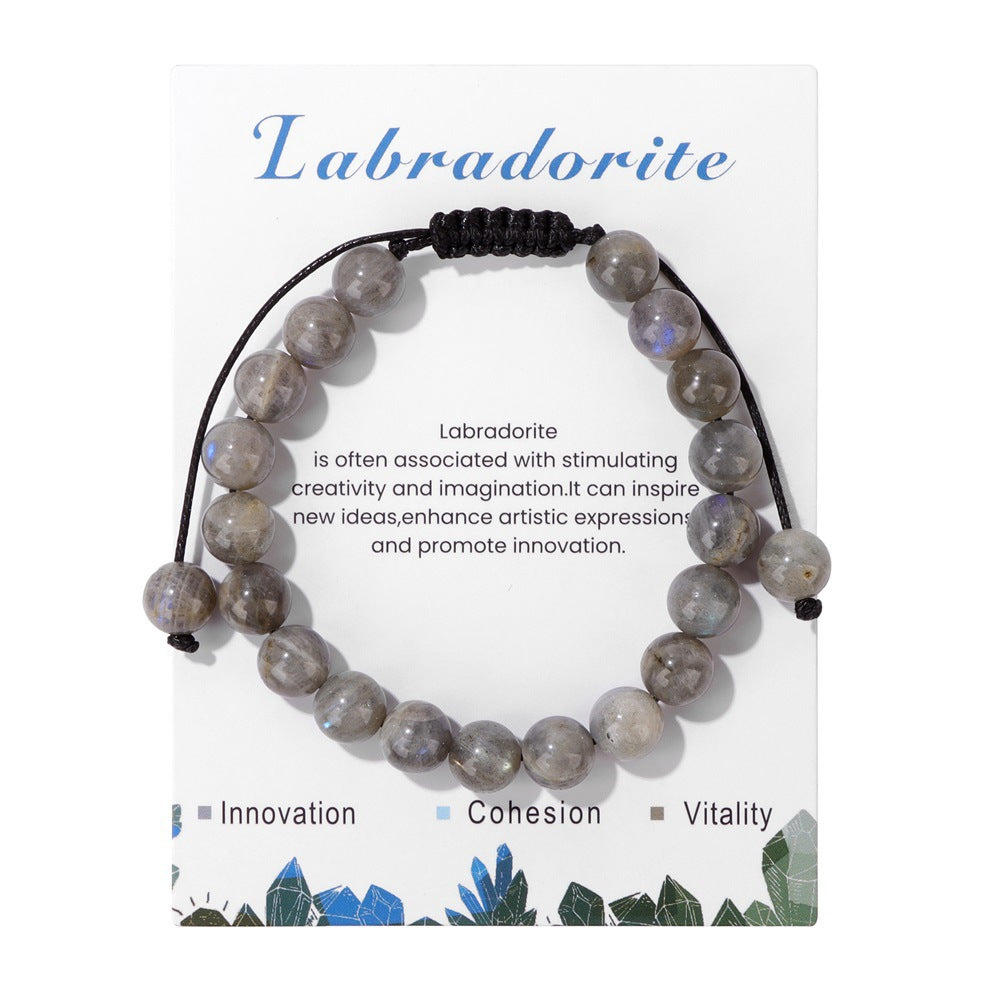 Vintage Minimalist Geometric Hand-woven Natural Stone Bracelet Unisex Adjustable