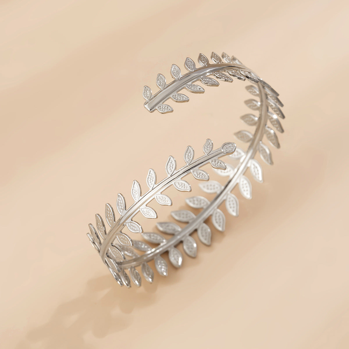 Minimalist Leaf Tassel Adjustable Open Cuff Bracelet for Women