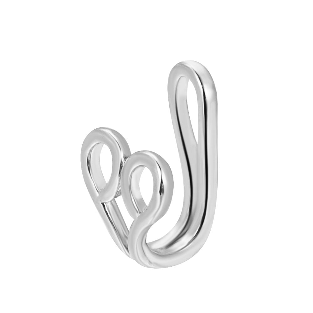 Clip per il naso a forma di U con stella e cuore placcata in rame vintage con zirconia cubica