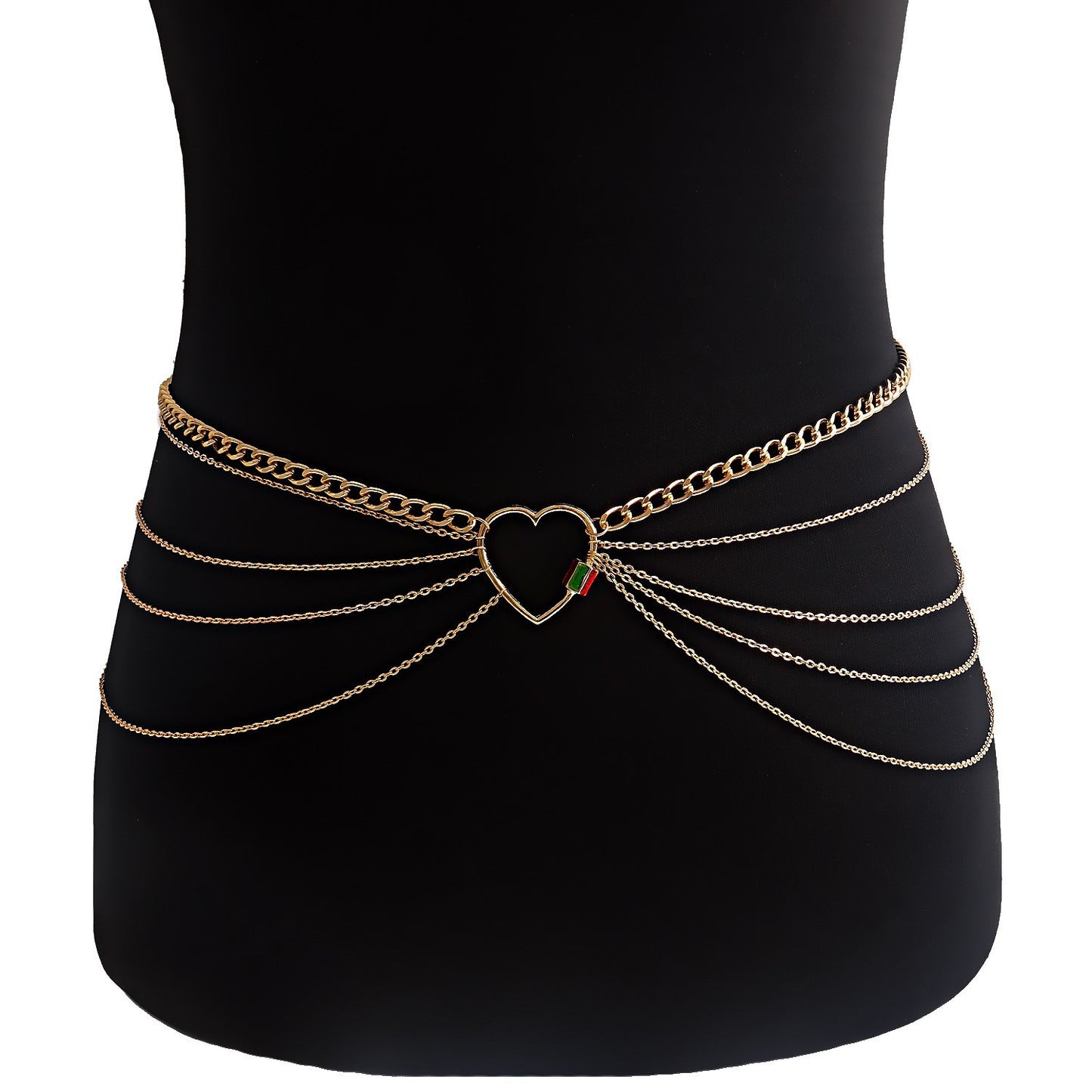 Bohemian Punk Multi-Layer Heart-Shaped Metal Body Chain with Enamel Coloring for Women