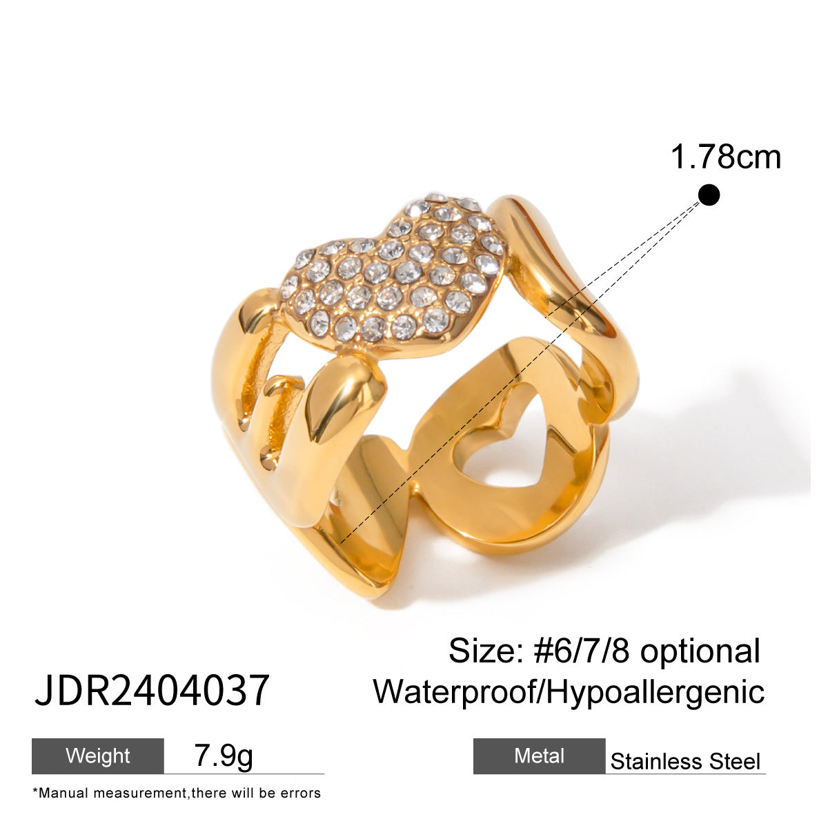 Elegante anillo de acero inoxidable con diseño de triángulo geométrico y circonita cúbica, chapado en PVD, para mujer