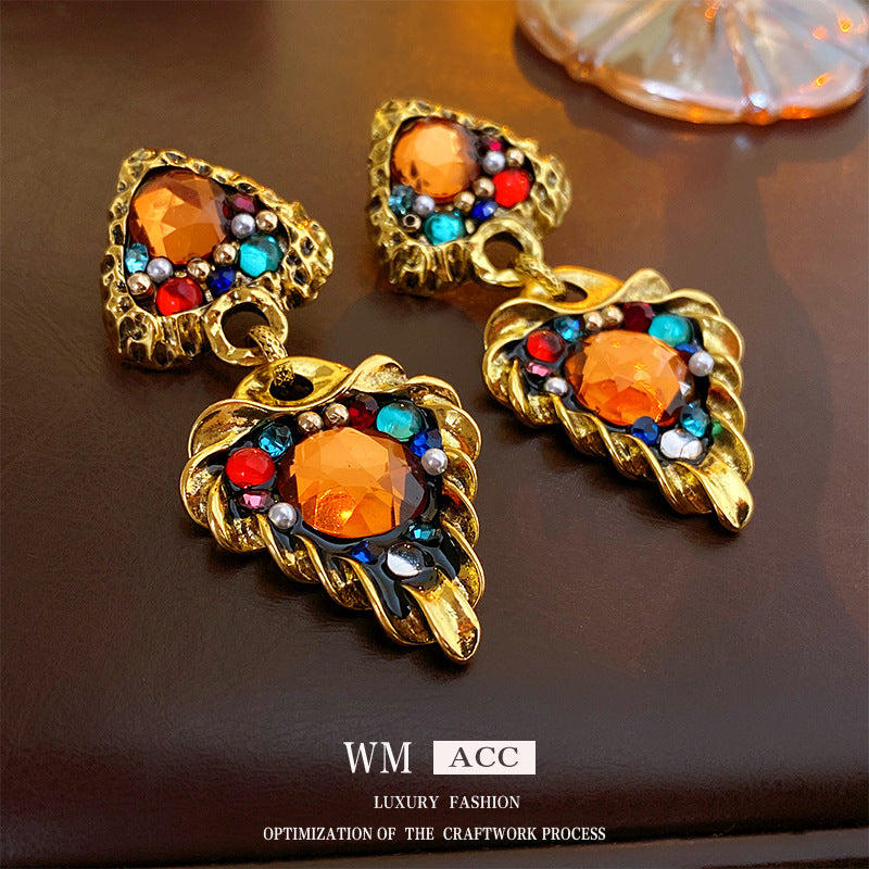 Orecchini da donna a triangolo geometrico in stile vintage in lega con eleganza retrò artistica