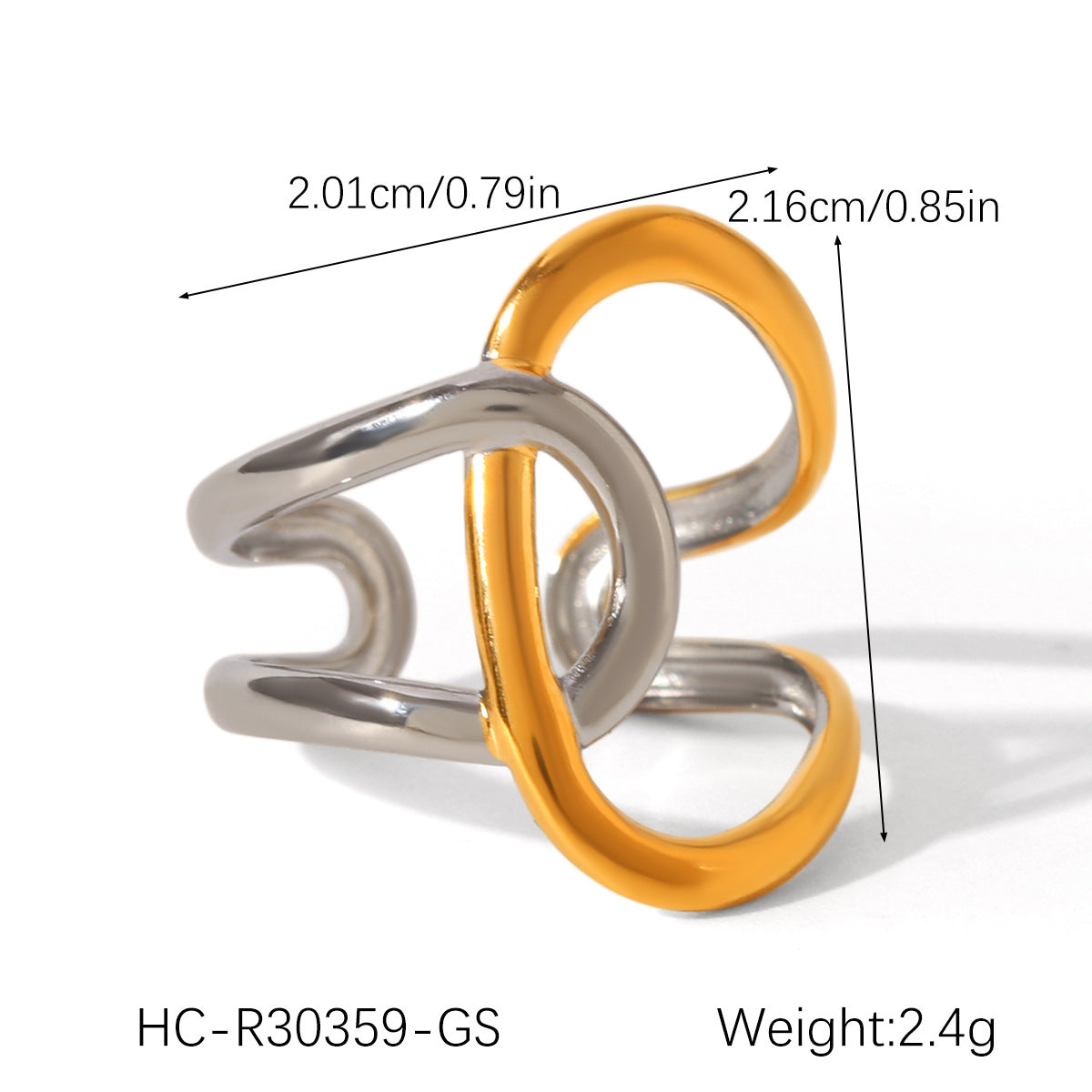 Minimalist Geometric Stainless Steel Ring with 18K Gold Plating for Women Titanium Steel Fade-Resistant Fashion Ring