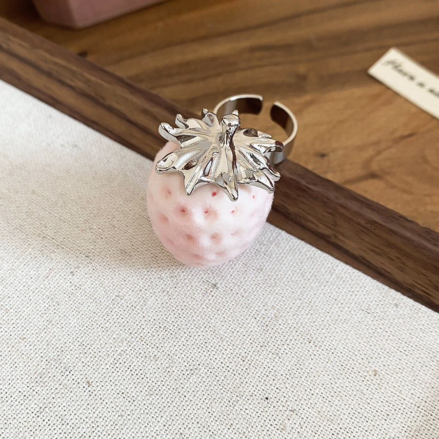 Juego de collar y pendientes de acero inoxidable con forma de fresa, bañados en oro rosa con detalles de diamantes de imitación para mujer