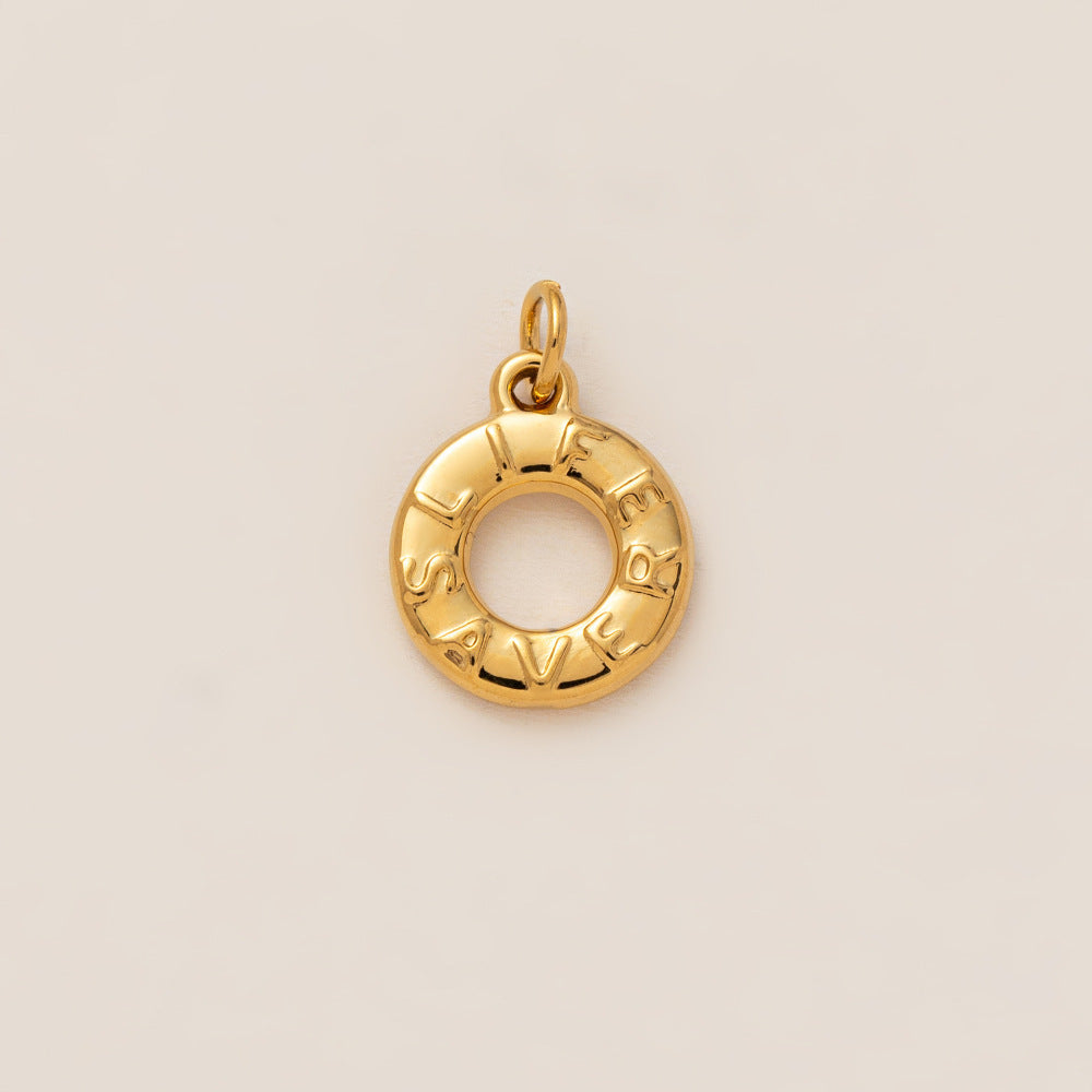 Vintage 18K Gold Plated Stainless Steel Geometric Floral Charm Bar