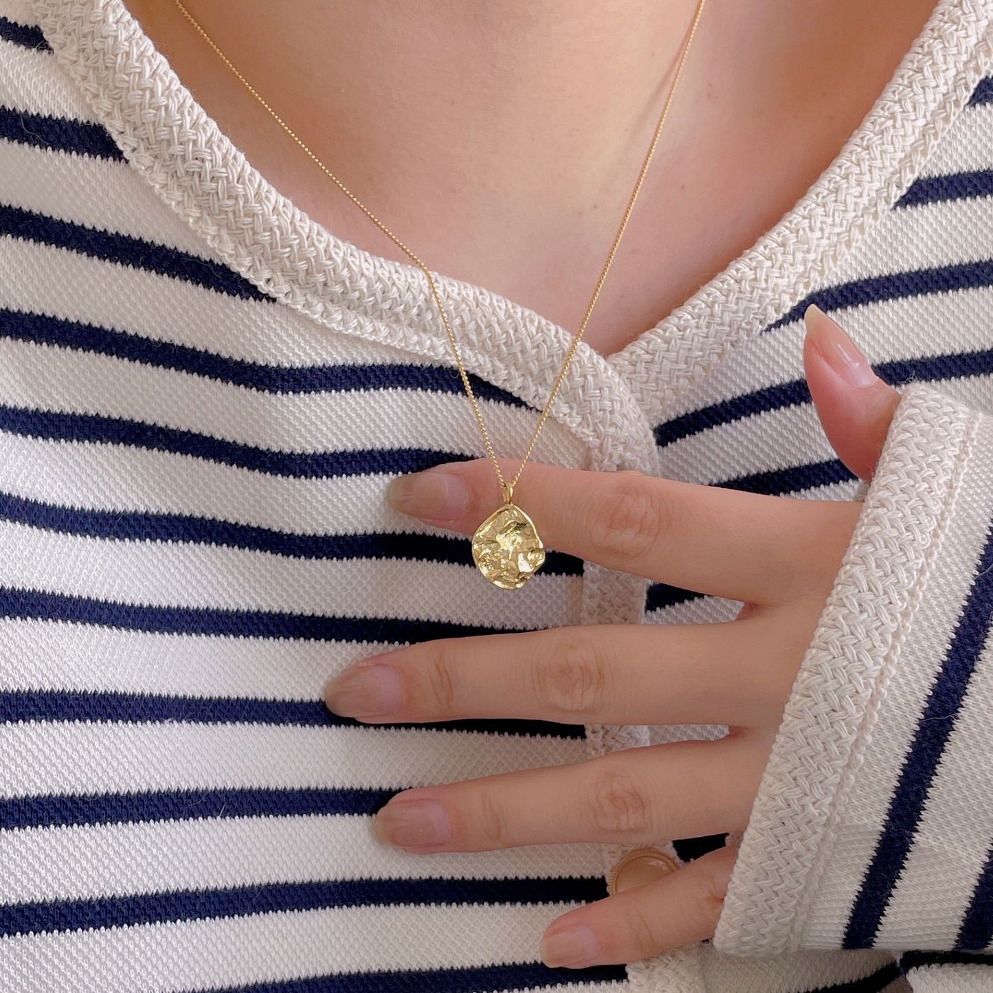 Minimalist Geometric Round Pendant Necklace for Women in 925 Sterling Silver with Braided Chain