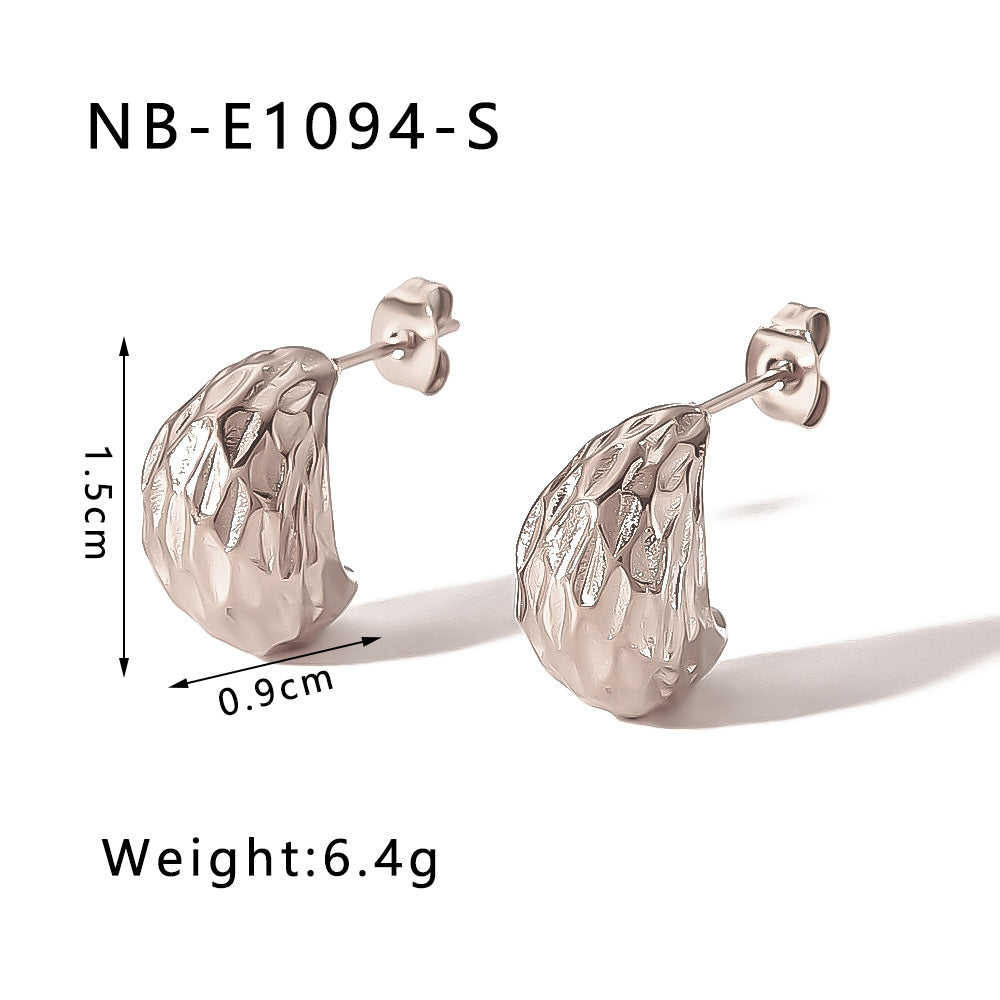 Minimalist Heart-Shaped Geometric Stainless Steel Earrings with 18K Gold Plating for Women