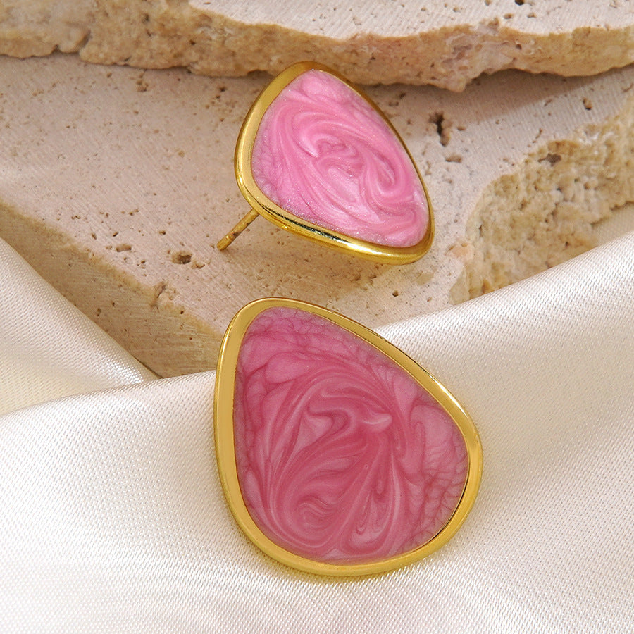 Orecchini da donna di lusso in acciaio inossidabile placcato oro con goccia geometrica