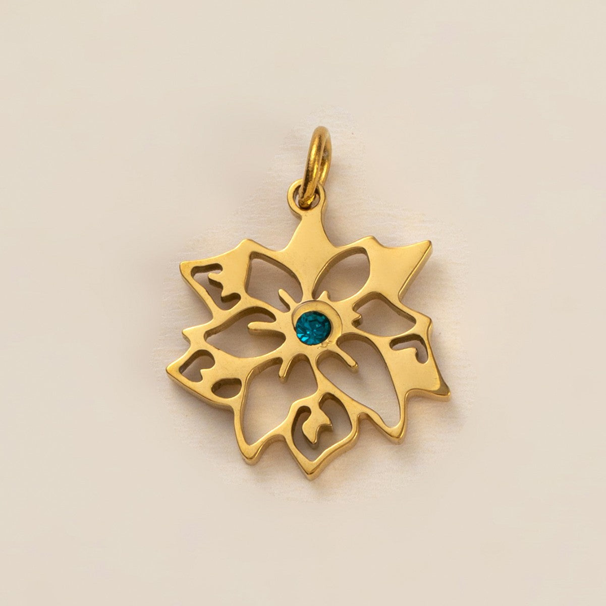 Square Floral Titanium Steel Plated Pendant with Cubic Zirconia Charm Bar for Women
