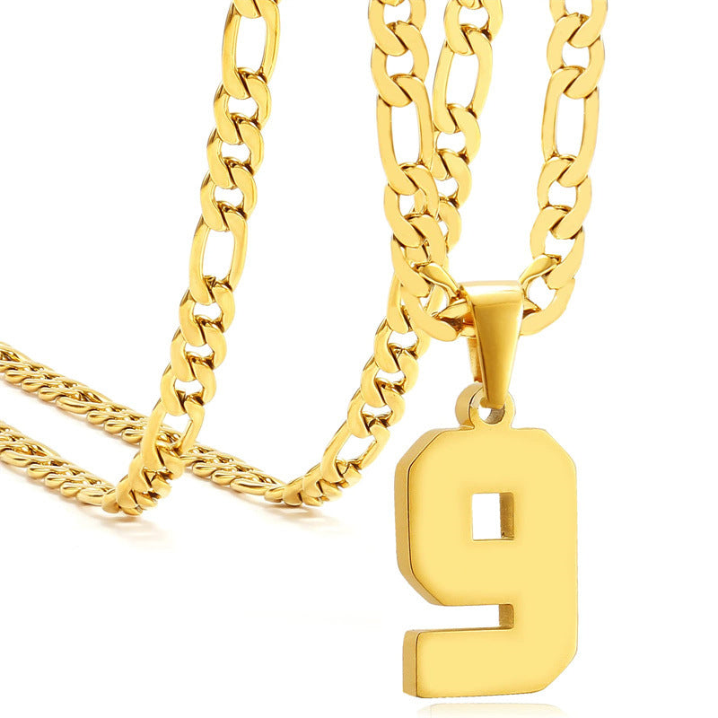 Minimalist Numeric Pendant Necklace for Men and Women Stainless Steel Chain with Polished Titanium Steel Charm