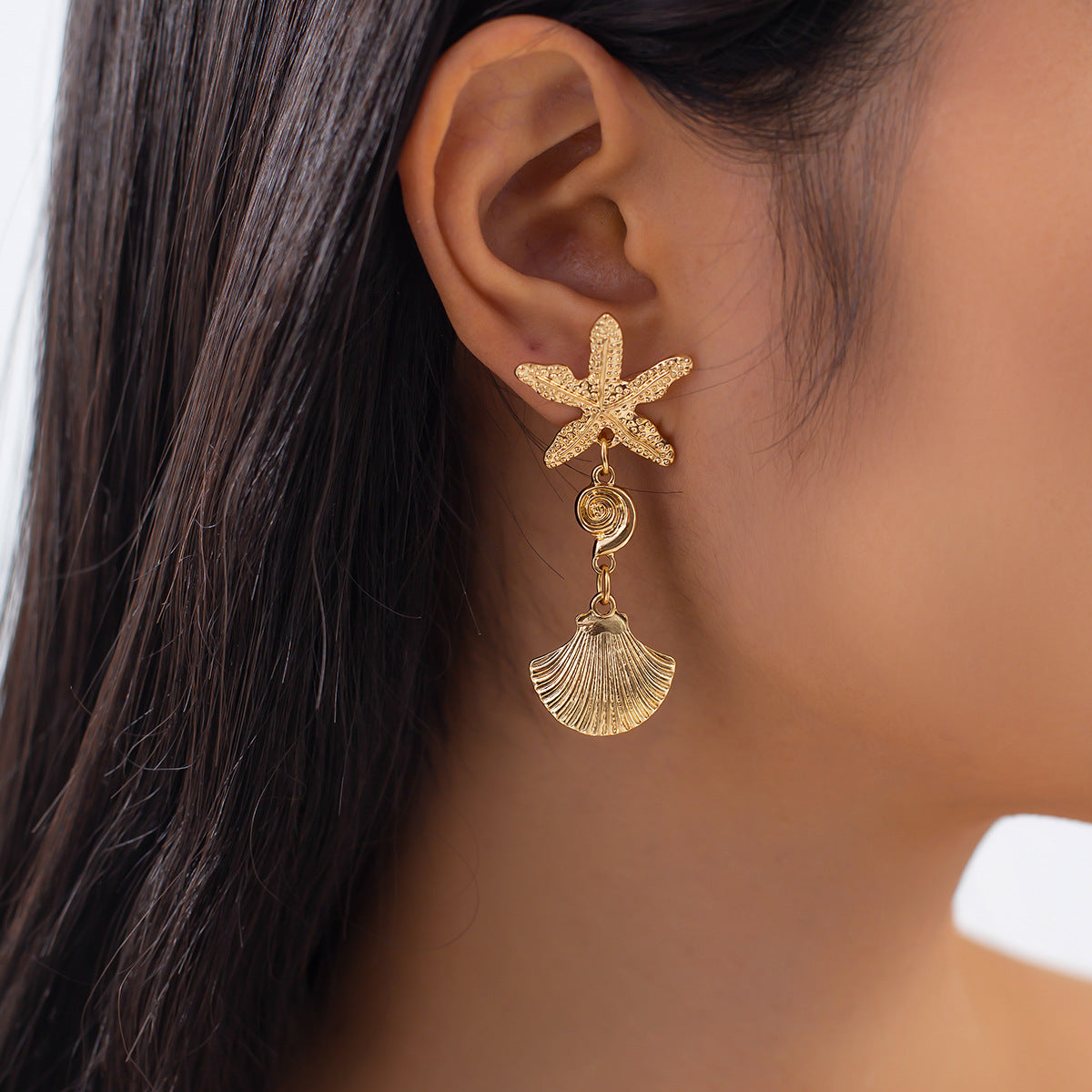 Exaggerated Star Geometric Plated Iron Earrings for Women