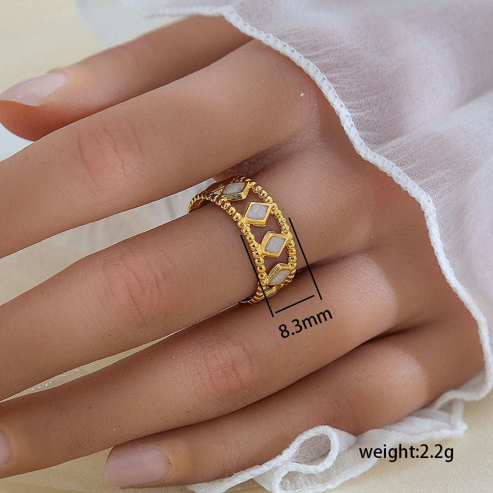 Anello Minimalista a Forma di Foglia in Acciaio Inossidabile Placcato Oro 18K da Donna e da Uomo