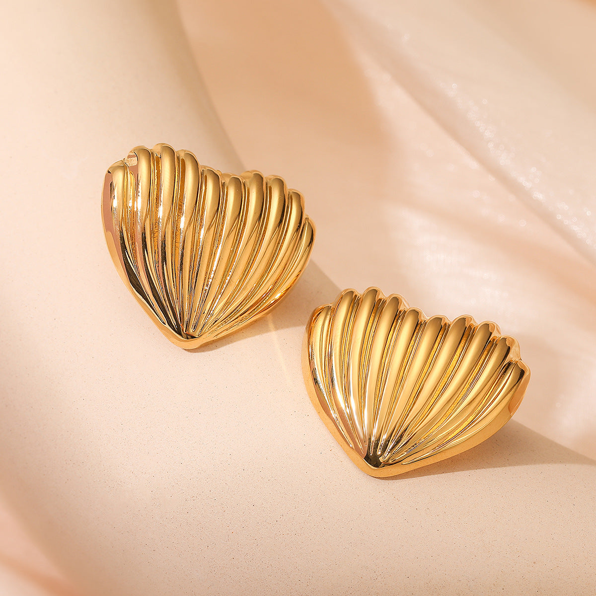 Vintage Geometric Stainless Steel Earrings with 18K Gold Plating for Women