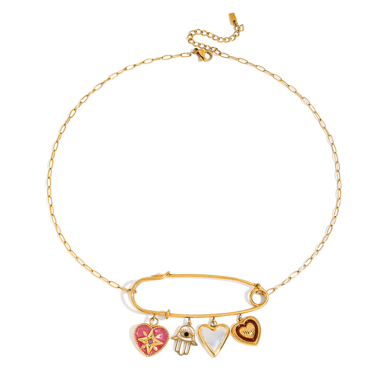 Collana con ciondolo a cuore minimalista in acciaio inossidabile da donna con ciondolo in acciaio al titanio e finitura galvanizzata