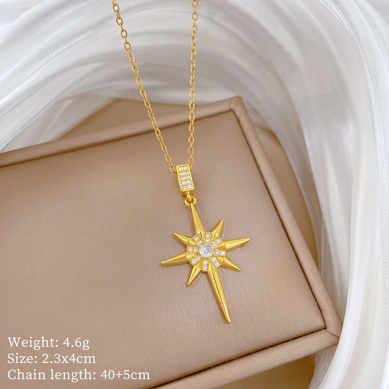 Sweet Minimalist Animal Shape Micro-Inlaid Cubic Zirconia Brass Pendant Titanium Steel Necklace for Unisex