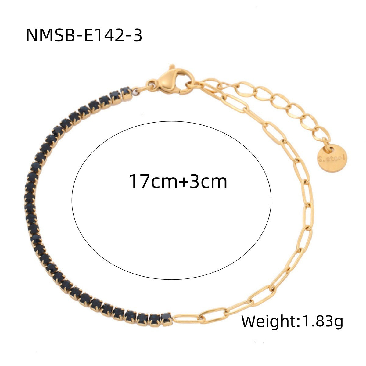 Pulsera geométrica de arcoíris de moda con diamantes de imitación para mujer, de acero de titanio con acabado chapado y delicado diseño de cristales de hilera completa