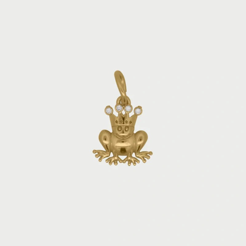 Vintage 18K Gold Plated Stainless Steel Geometric Animal Frog Mushroom Charm Bar for Women