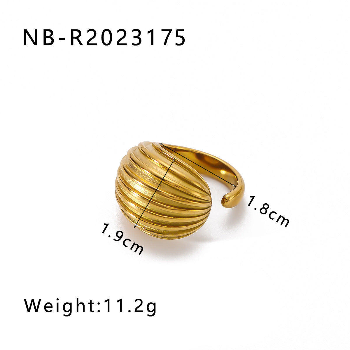 Anello geometrico in acciaio inossidabile placcato oro 18K, unisex, dal design contemporaneo e minimalista