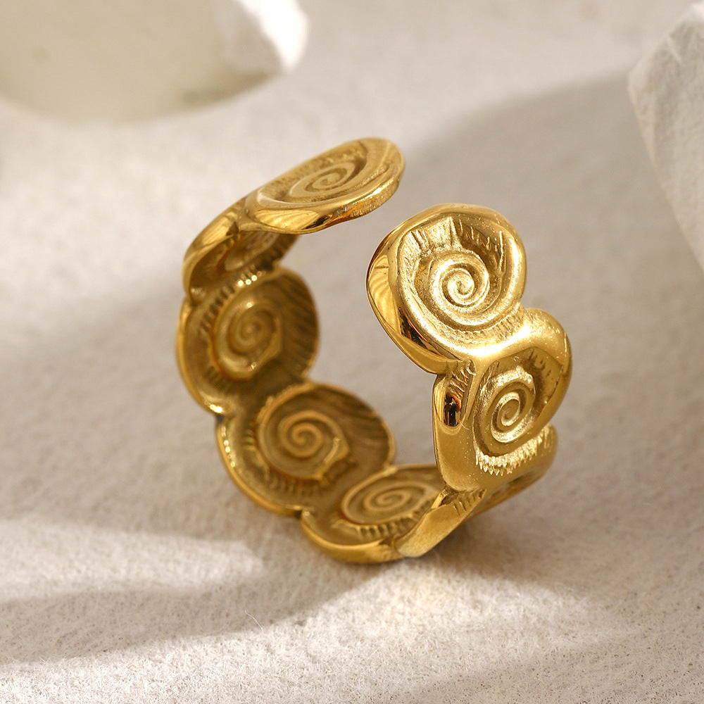 Anello geometrico minimalista da donna in acciaio inossidabile placcato oro 18 carati