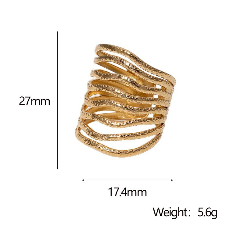 Minimalist Geometric Stainless Steel Ring with Vacuum Plated 18K Gold Finish Titanium Steel Band Fashionable Fade-Resistant Women's Ring