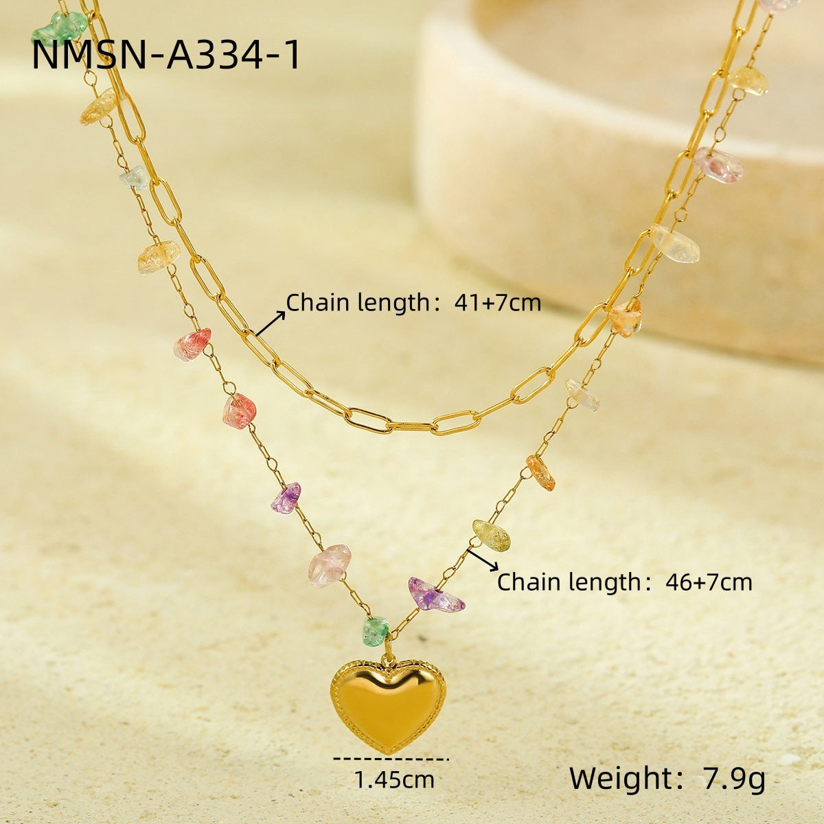 Fashionable Heart-Shaped Stainless Steel Pendant Necklace with Plated Finish for Women