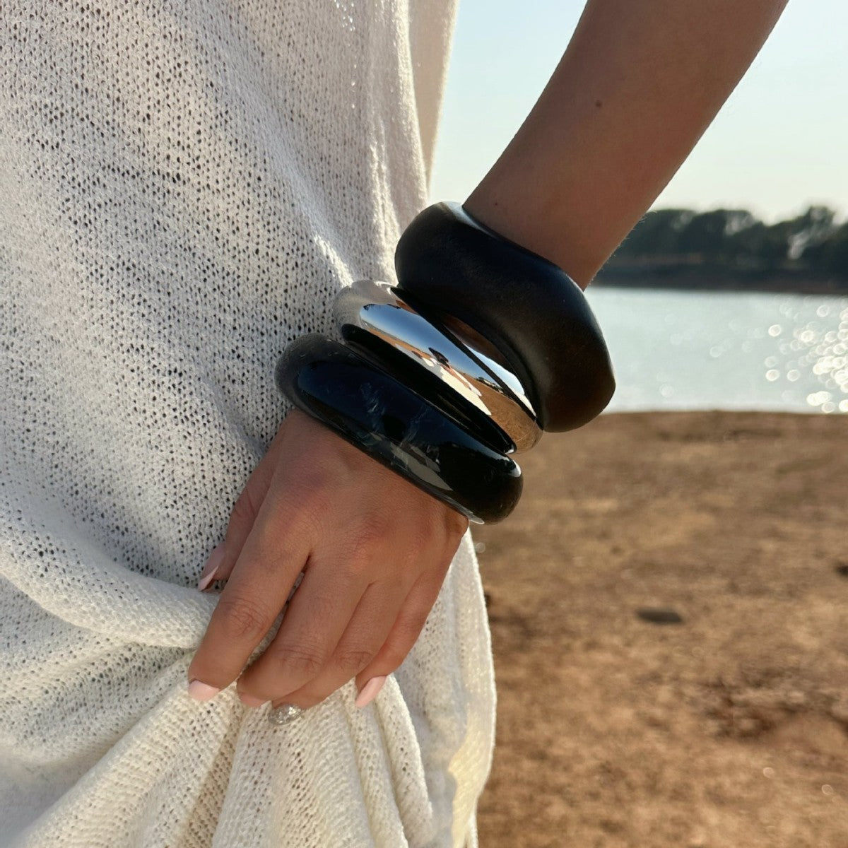 Bracciale a fascia larga geometrico in lega placcata alla moda