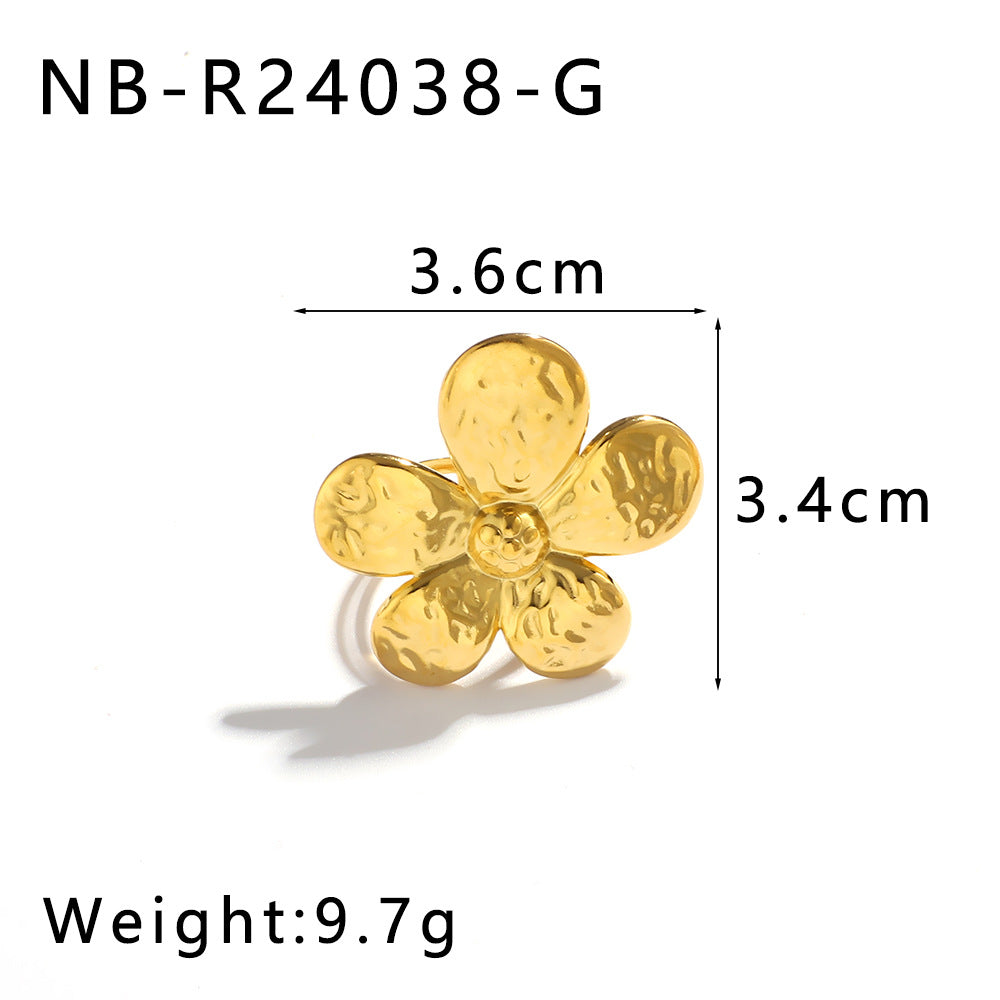Set collana con pendente floreale stile Ins con catena in acciaio inossidabile e finitura placcata oro 18K da donna