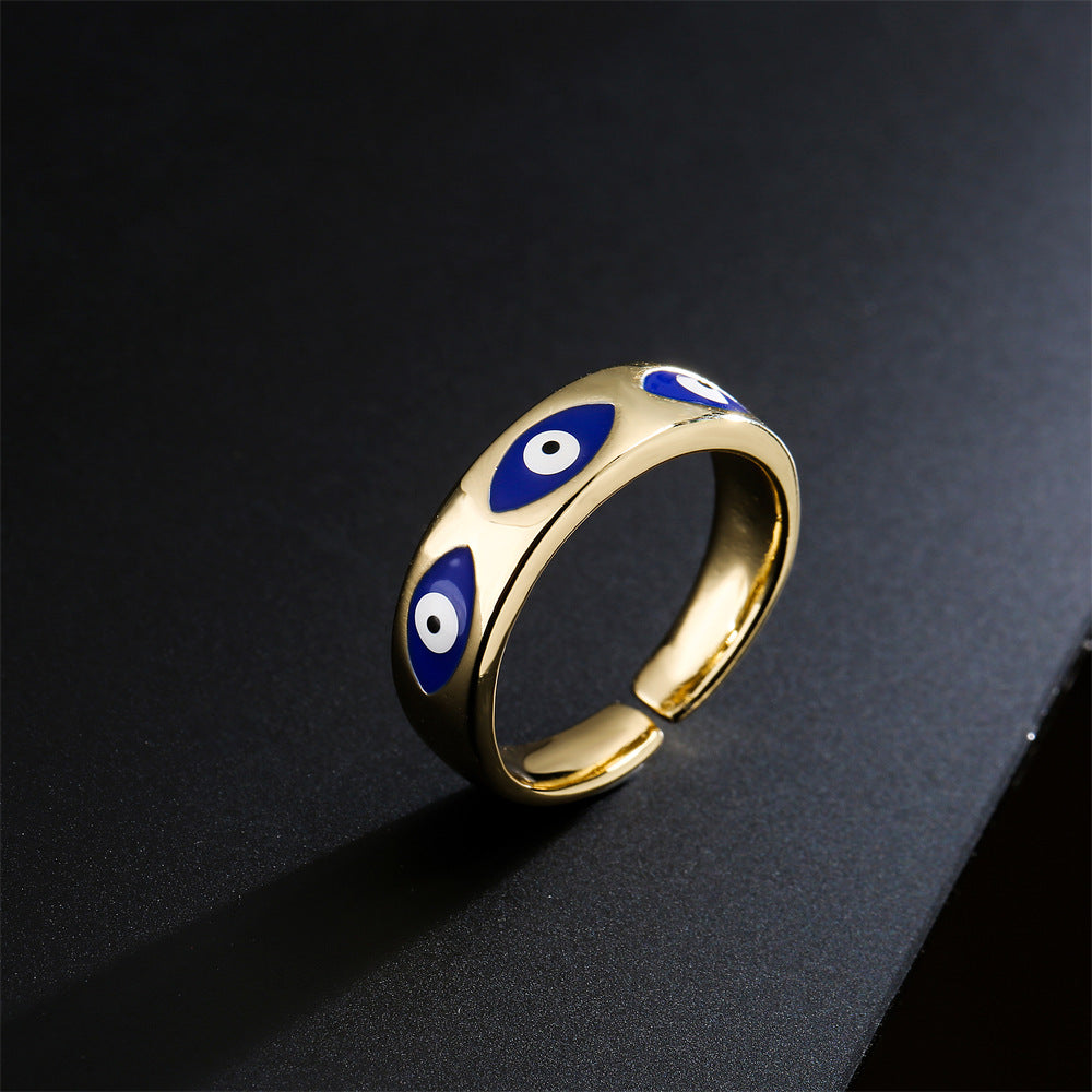 Minimalist Geometric Open Ring in Copper with Real Gold Plating and Enamel Finish