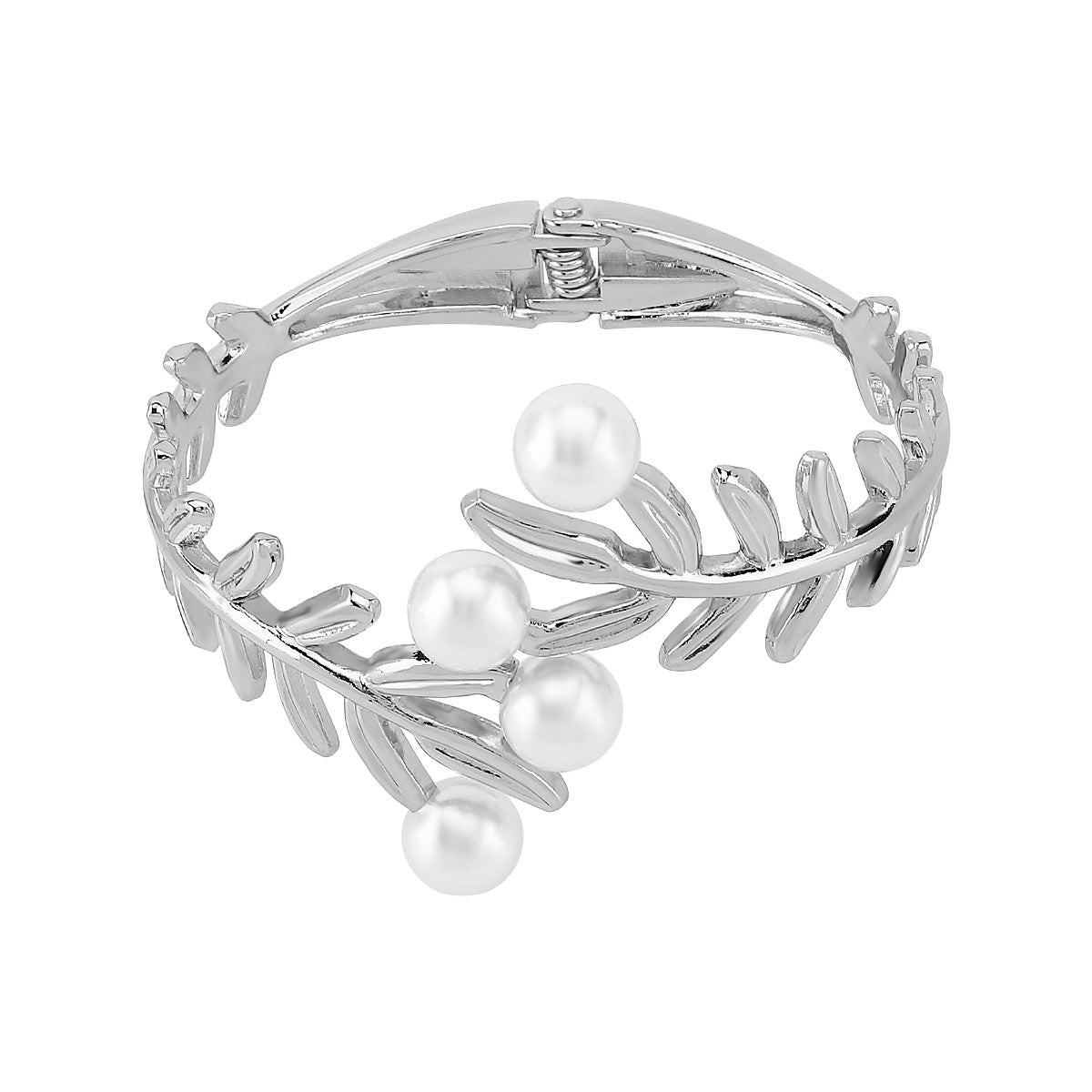 Bracciale vintage in lega con perle e foglie in stile barocco francese per coppie con finitura placcata