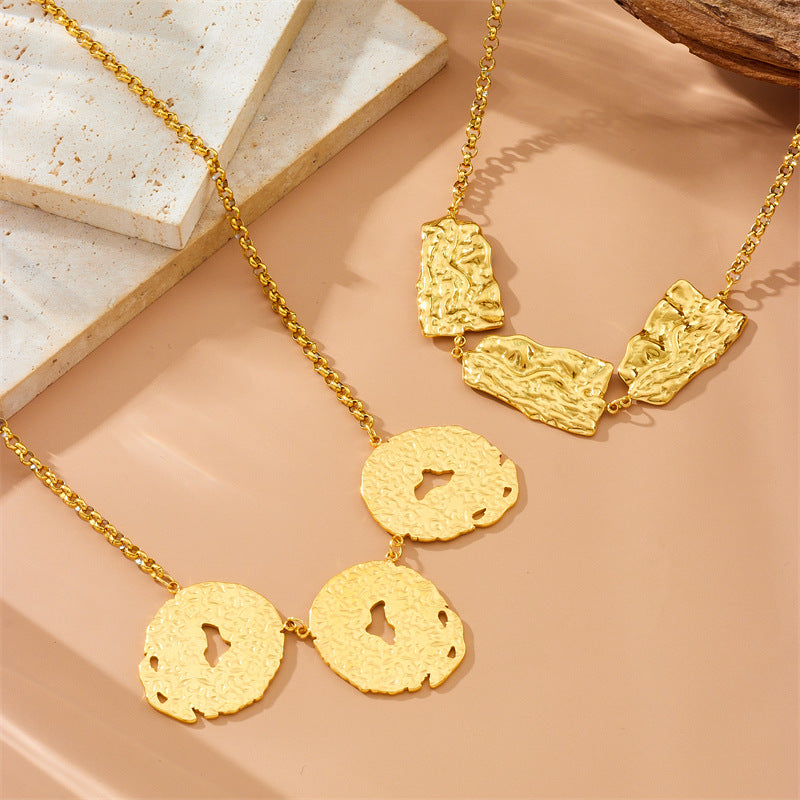 Exaggerated Irregular Geometric Spiral Plated Stainless Steel Pendant Necklace for Women