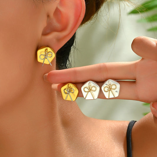 Pendientes de Cobre en Forma de Lazo Inspirados en el Bosque con Acabado Galvanizado para Mujer