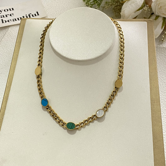 Sweet Streetwear Oval Geometric Plated Titanium Steel Necklace with Stainless Steel Pendant for Unisex