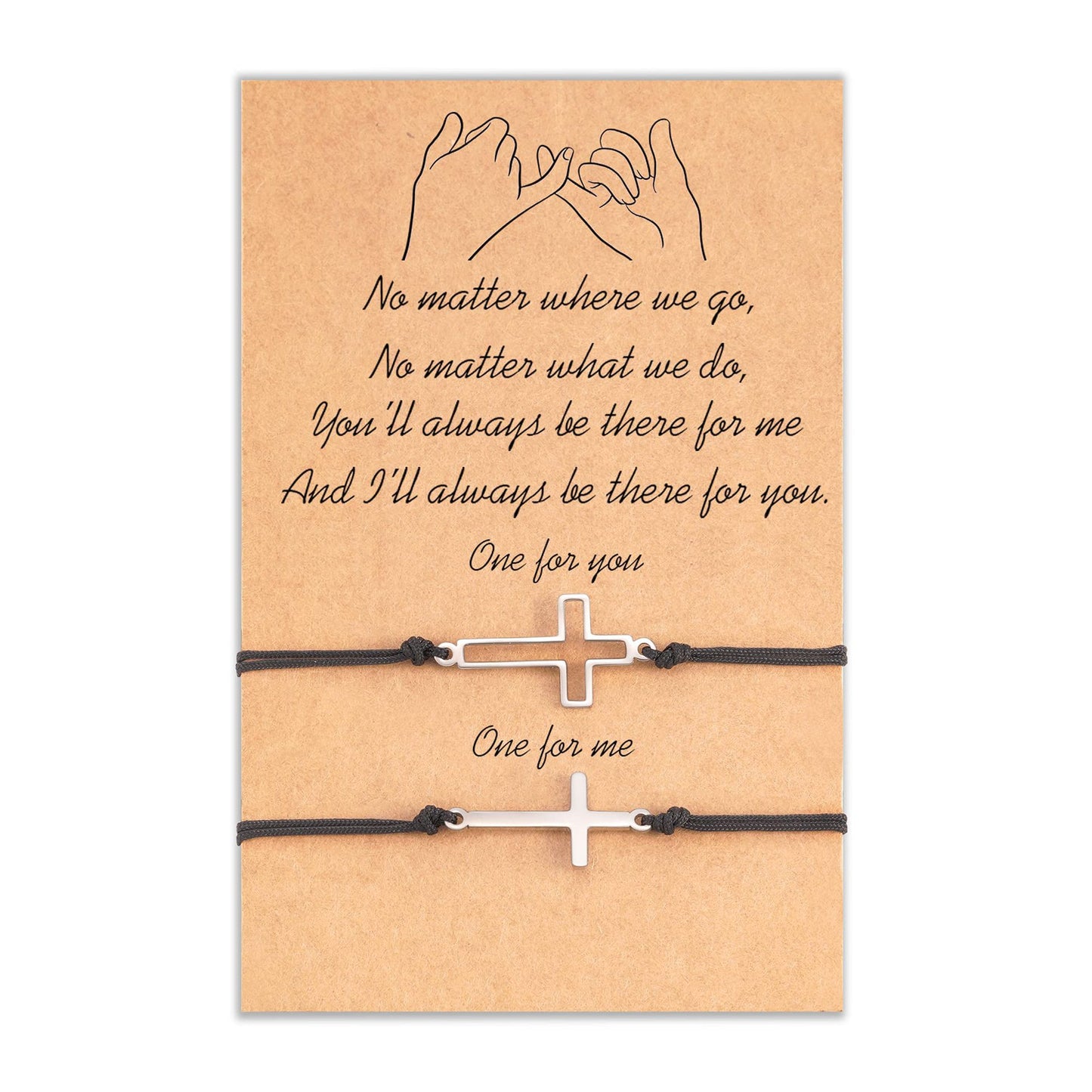 Minimalist Stainless Steel Hollow Cross Bracelet Set for Unisex
