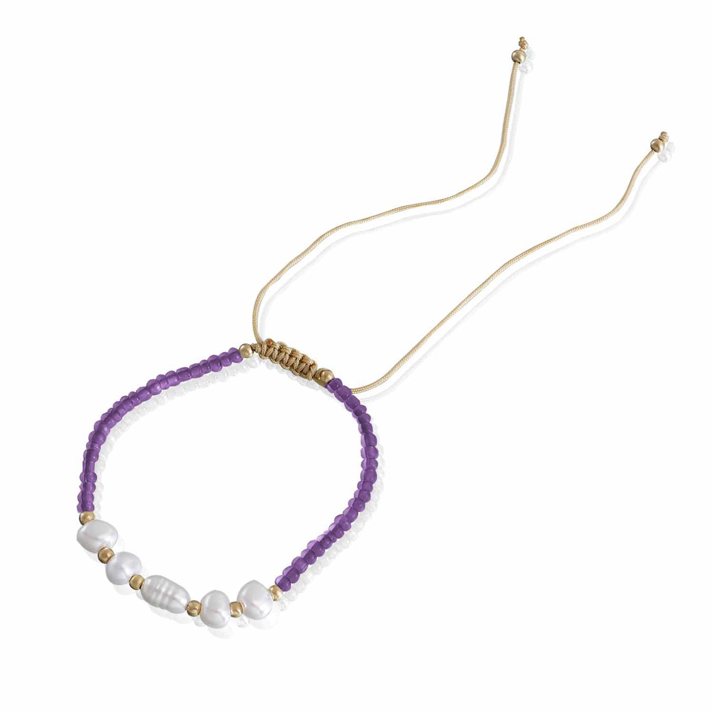 Adjustable Geometric Alloy Bracelet for Women with Imitation Pearls and Colorful Transparent Beads
