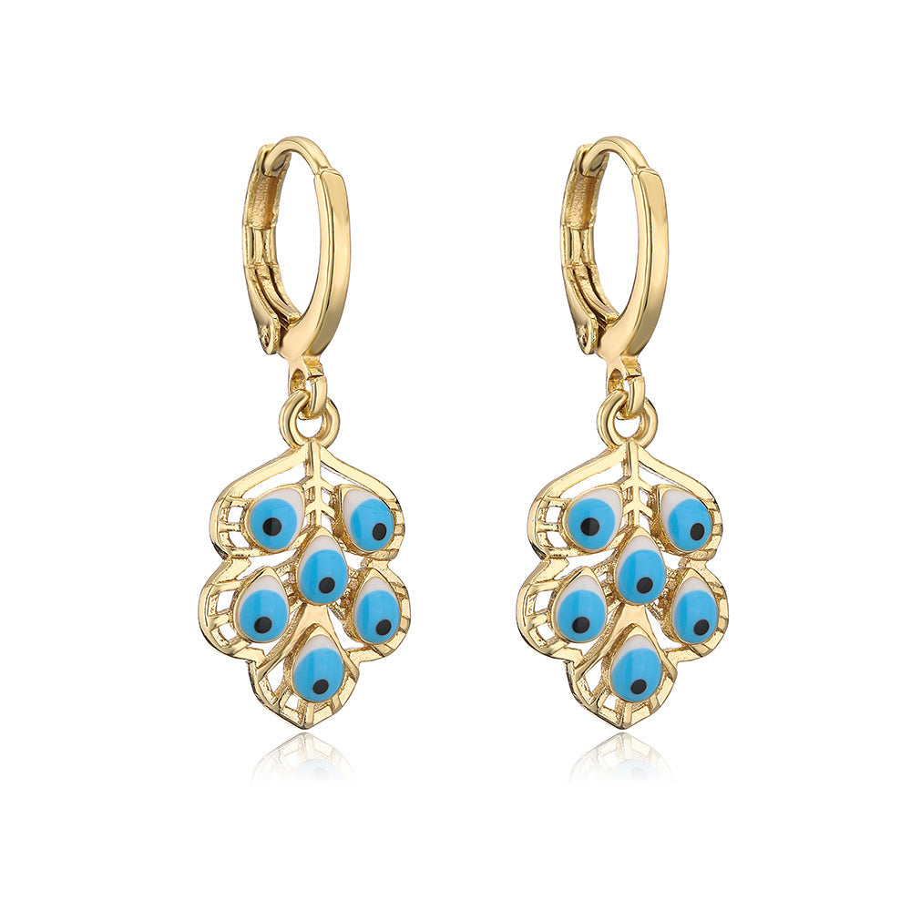 Orecchini in rame a farfalla geometrica trendy con placcatura in oro 18K e zircone smaltato