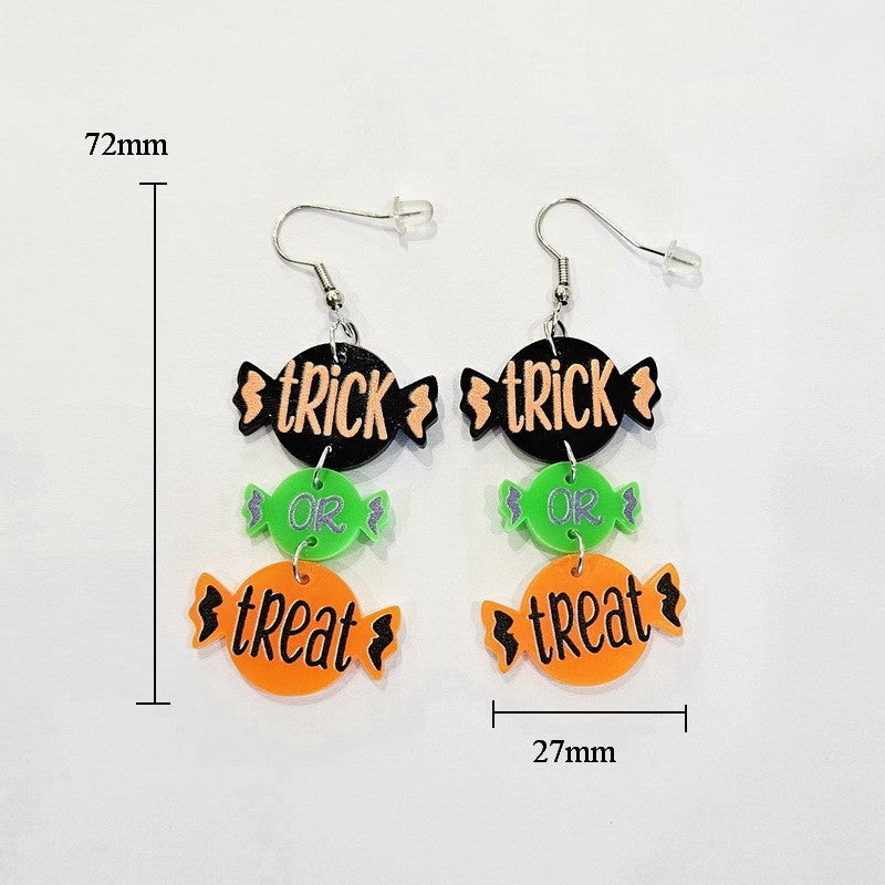 Orecchini dolci e spigolosi di Halloween in acrilico geometrico con charms a forma di caramella