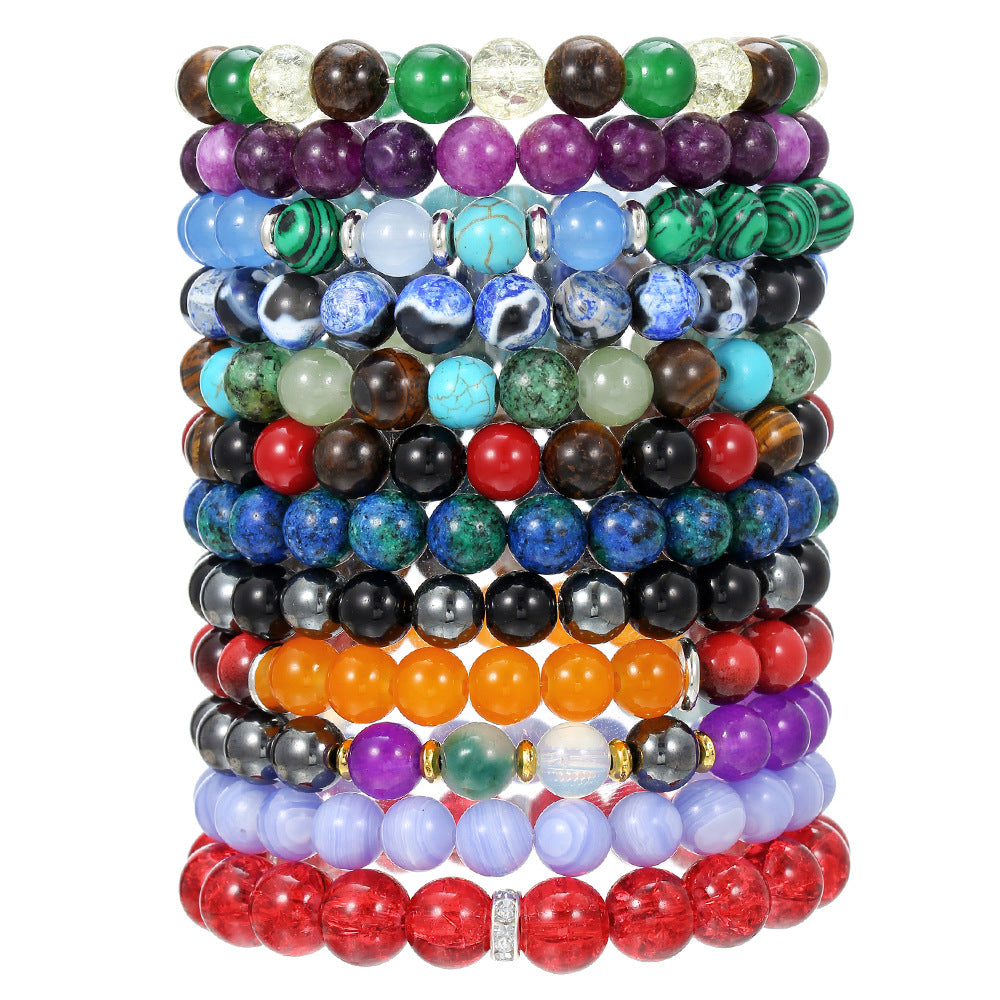 Natural Crystal Beaded Bracelet Handmade Stone Jewelry