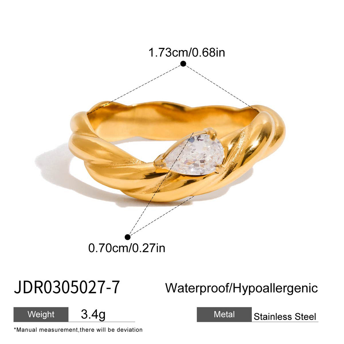Anello geometrico in acciaio al titanio con intarsio in zircone placcato da donna, gioielli minimalisti alla moda