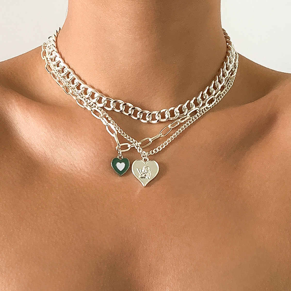 Vintage Heart Drip Oil Alloy Necklace