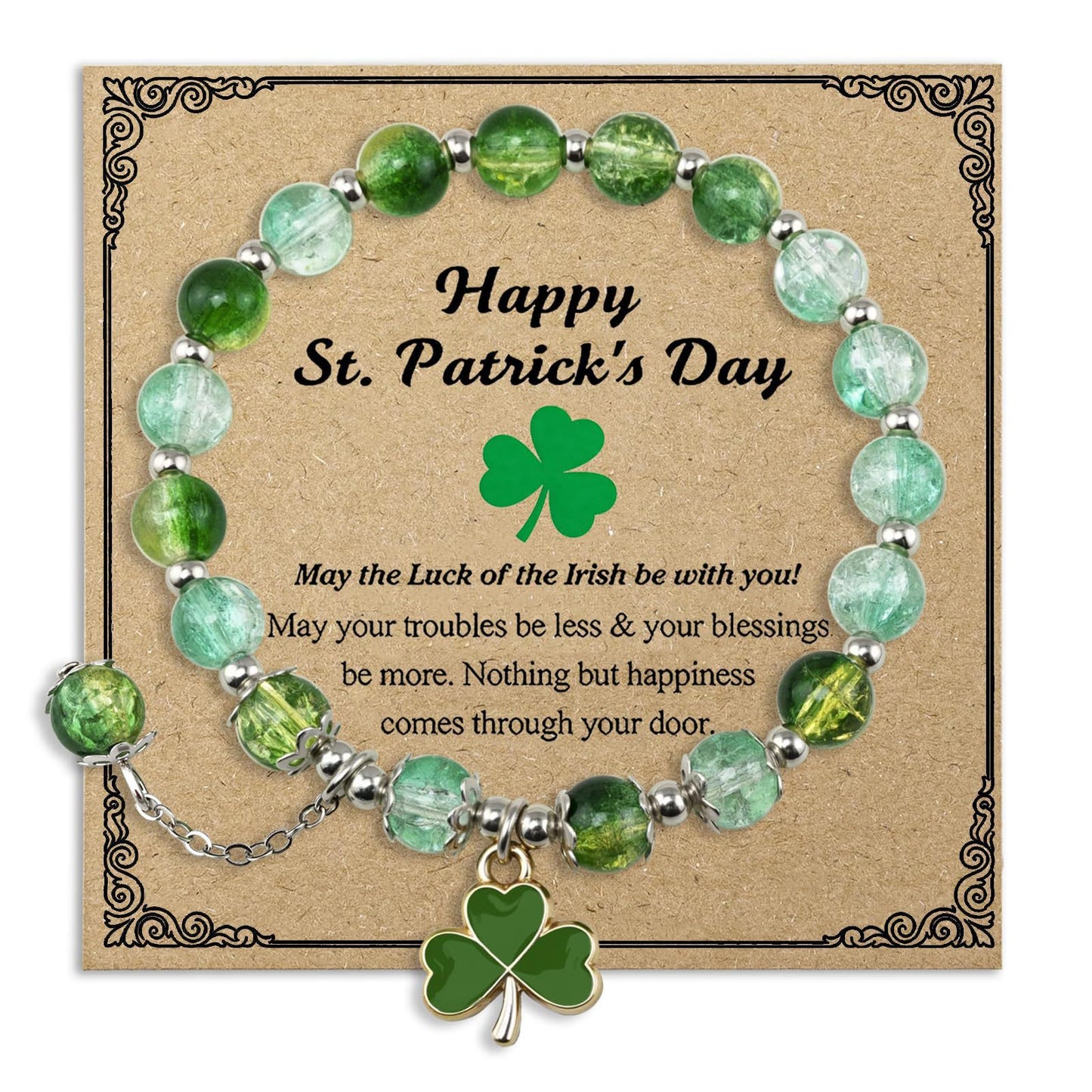 Minimalist Natural Agate Clover Bracelet with Adjustable Woven Design