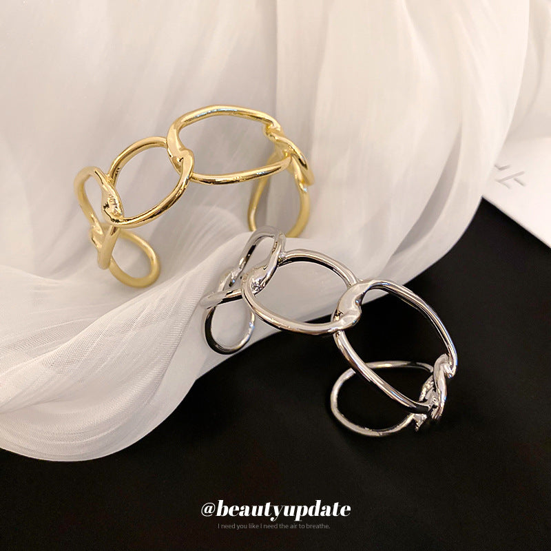 Pulsera Minimalista Geométrica de Metal con Cadena Gruesa de Eslabones Abiertos para Mujer